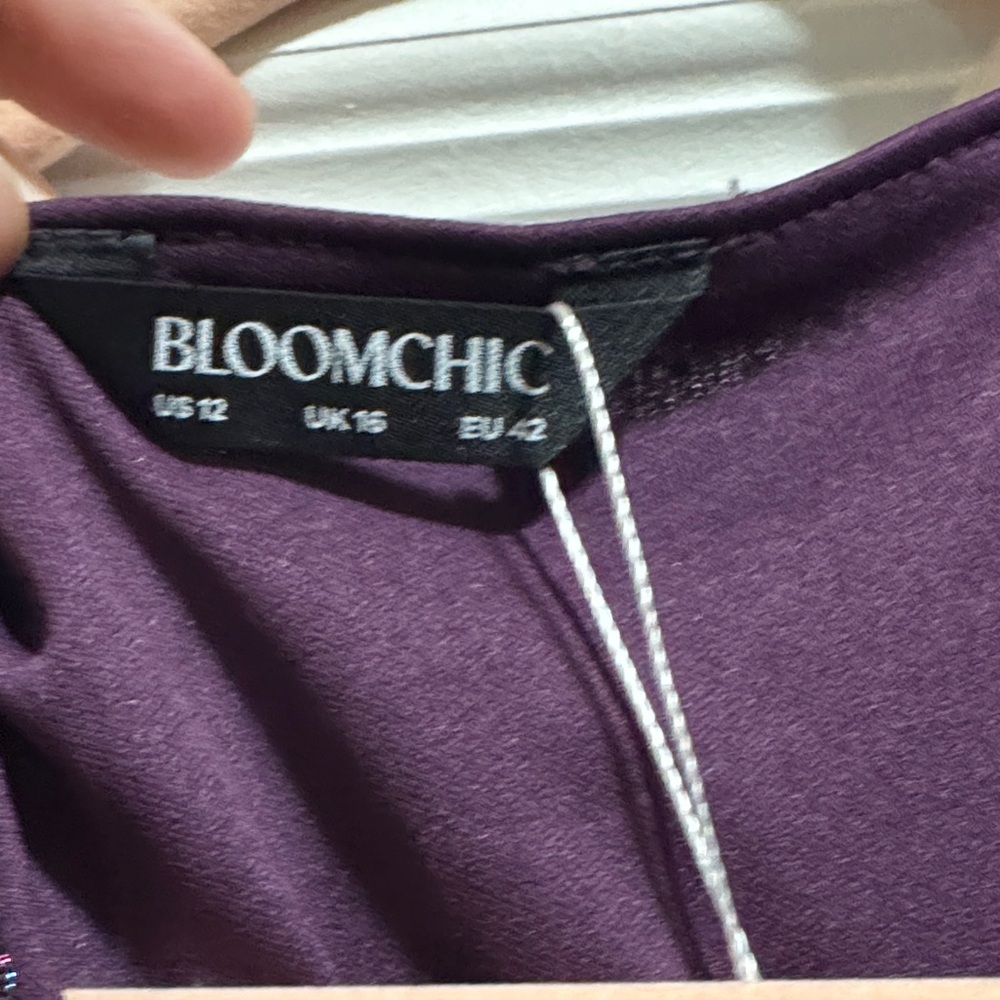BloomChic Glittering Deep Purple V-Neck Maxi Dress - Picture 3 of 5